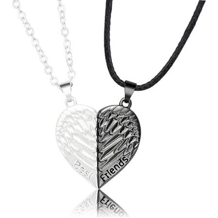 BFF-halskjede for 2, bestevenn-halskjeder, panda, delfin, pingvin Valentinsdag-gaver delt hjerte rhinestone vennskapshalskjeder gravert anheng