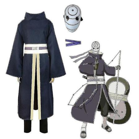 Högkvalitativ Anime Tobi Uchiha Kostym Obito Mask Karneval Halloween Party Kostymer Outfit För Vuxen Ninja Kläder Mask Shippuden Costume XL