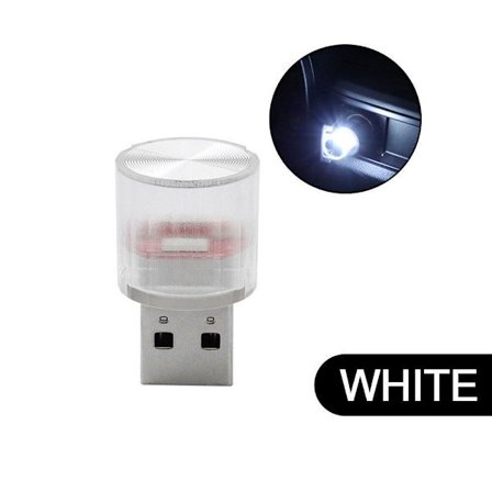1x Mini Lampa Glödlampa Tillbehör USB LED Bil Inredning Neon Atmosfär Ambient Ljus, Vit