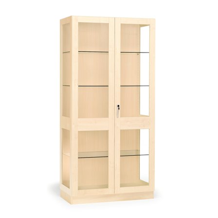 Glasvitrine THEO, 1000x500x2100 mm, Gestell aus Birke