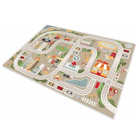 Capslpad Lastenmatot, Leikkimatto Lapsille, Kaupunkikatu 160 x 100 cm, Lastenmatto, Leikkimatto, Oppimisalueen Matto, Pedagoginen Leikkimatto