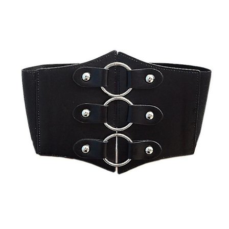 Kvinners brede midjebelte, dame polyuretan lær elastisk midjebånd 1 stk svart