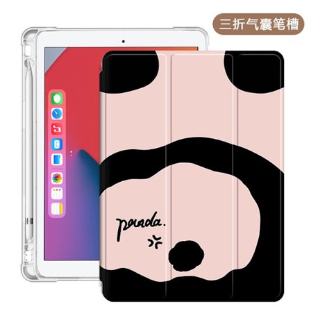 Fodral för iPad 2017/2018 9.7" Tri Fold Pennfack Minimalistisk Panda Rosa Silikonrem