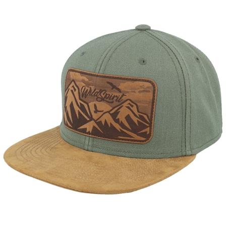Wild Spirit - Grønn snapback Caps - Big Mountain & Birds Patch Suede Olive Snapback @ Hatstore