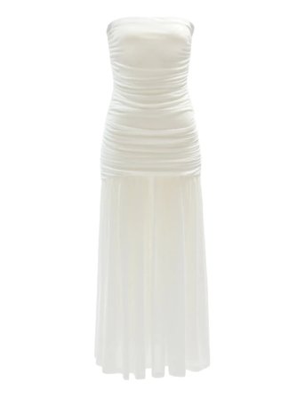 Solana Mesh Maxi Dress White Bardot