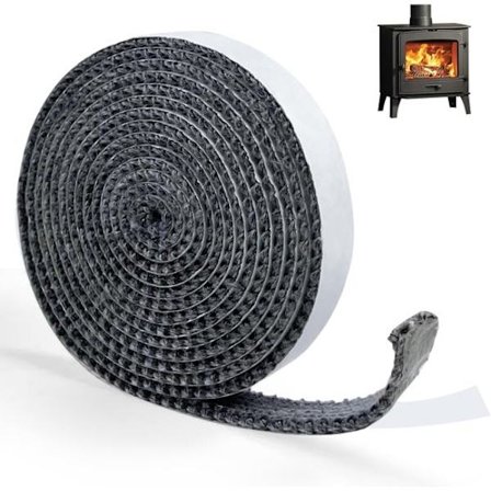 Ovnsvifte - Vedovnsvifte - Selvklebende glassfiber tetningslist for skorstein, størrelse 2 mm x 10 mm x 2 m, egnet for ovn, skorstein og bakerovn