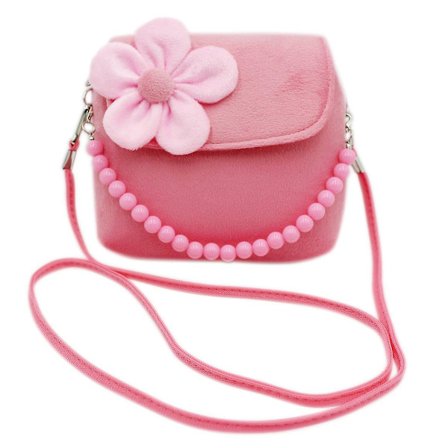 Liten jente mote blomst crossbody skulder veske plysj håndveske mini veske med håndtak(Rosa)