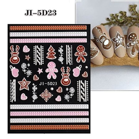 Jule Negle Klistermærker Negledekoration JI-5D23 JI-5D23