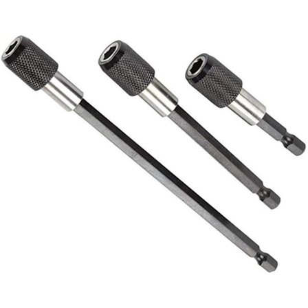 Sæt med 3 magnetiske skruetrækkerbits med sekskantet skaft 60 mm 100