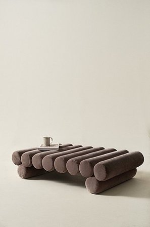 Jotex - Poef 77x122 Cm Warm Grijsbruin Warm grijsbruin - SIMONETTA - Koop Poefs bij Jotex