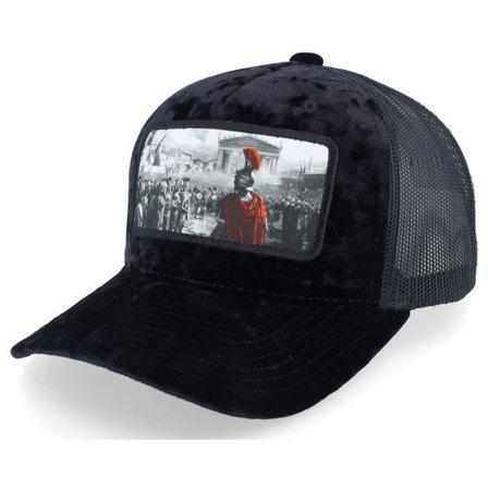 Calza Pennello - Svart trucker Keps - Spartan King Velvet Black A-frame Trucker @ Hatstore