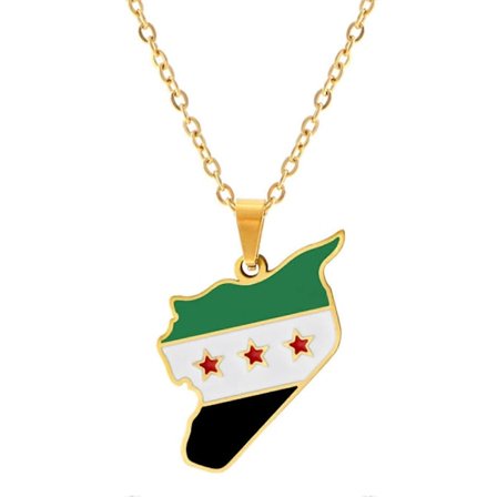 Syrien Flagga Kart Halsband Personligt Fighting Syrien Hänge för Män & Kvinnor, Trendigt Anpassat Halsband