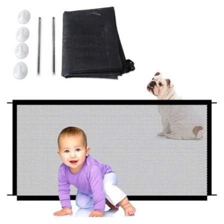 Selvklæbende Hundeport og Børneport 180x75cm Sort