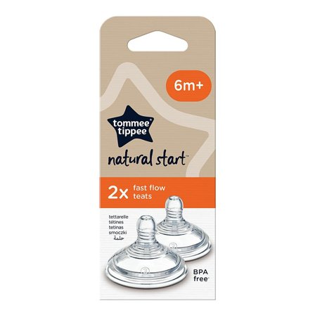 Tommee Tippee Flaskesut Natural Start Hurtig Flow 2 stk, Børn & Forældre, Sutteflasker & Tilbehør, Flaskesutter
