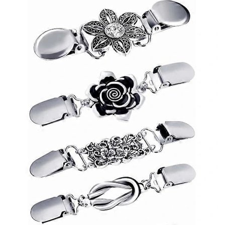 【PP】4-delt Vintage Trøje Sjal Clips Retro Cardigan Broche Clips