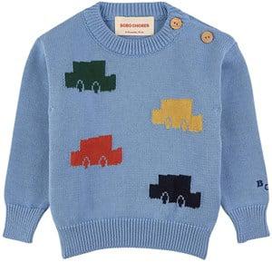 Kids - Bobo Choses Blue Color Cars Knit Sweater 12-18 Months - Jumpers and knitwear - 12-18 months - Blue