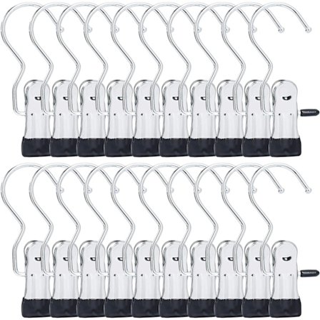 Vaatekoukut 20 kpl Monikäyttöiset Kiertävät Vaatetelineen Klipit