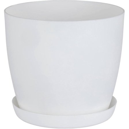 Trädgårdsdekorationer Vita Krukor Kruka med Fat Blomkrukor Utomhus med Matt Yta och Växtbricka Krukor med Fat