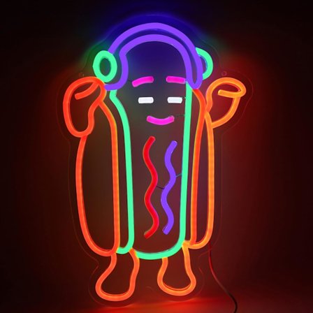 Musik Hotdogs Neonskilte til Hotdogs Temafest Indretning Neon Hotdogs Skilt Børnegave Værelsesindretning Restaurant Bar Cafe Fastfood Butik Indretning
