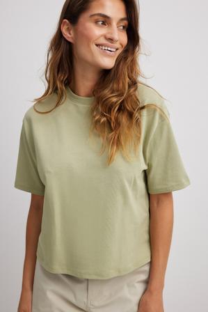 NA-KD T-shirt épais coupe carrée - T-Shirts - Vert - XX-Large