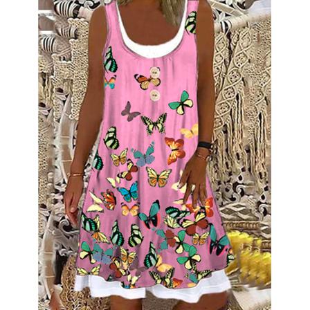Sommar Kvinnor Blomstertryck Print Casual Light Fit Slim Plus Size