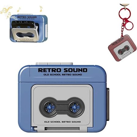 Mini Kassettspiller Nøkkelring, Retro Kassettspiller Nøkkelring, Spill Inn Kjærlighetsord, Musikk eller Andre Lyder, Kassettspiller Nøkkelring Gave, 
