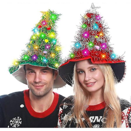 Julehatt Juletre Julehatt Med Ledning Led Syvfargede Lys Hatt For Voksne Og Barn-zong