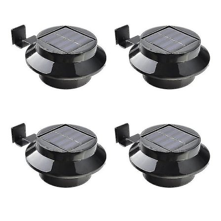 Solcelled Tagrende Lys, Vandafvisende Udendørs Sikkerhedslamper (sort, varm lys, 4 stk)
