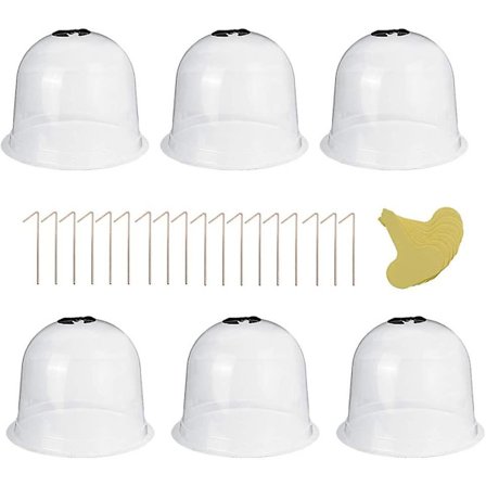 Set med 6 gjenbrukbare plastlokk i form av en beskyttende kuppel for kald/varm hagejord og voksende planter, gjennomsiktig Groofoo