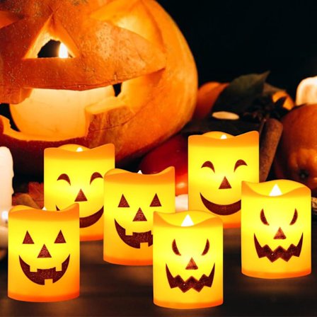 Halloween LED-lys, 6 stk. Halloween gresskarlys med batteri, Halloween-fest, borddekorasjon