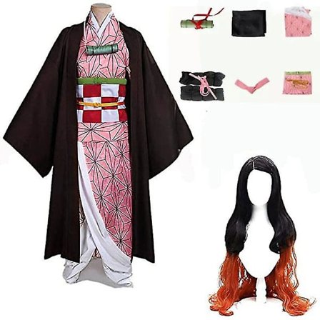 2023-demon Slayer -veljekset ja sisko Kamado Nezuko Cosplay -asuasu Kimono Anime -asu Peruukki-1