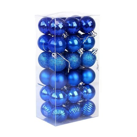 24 stk. 3 cm uknuselige julekuler for juletre, bryllup, bursdagsfestdekorasjon - mørkeblå 3 cm