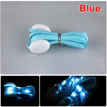 LED skosnören Flash Light Up Colors Glow Blinkande bomullssko Blue