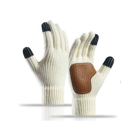 Vinter touchscreen handsker, udendørs cykelstrikhandsker, hvid