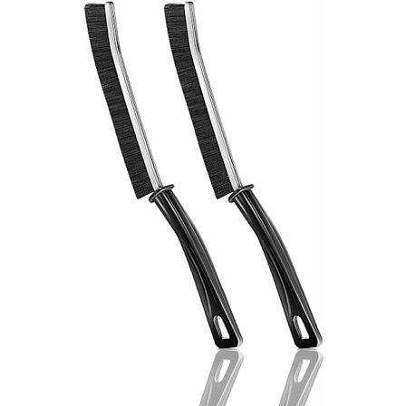 Rengjøringsbørste, stiv vinklet børste for rengjøring av sprekker, fugebørste for dusjer, badekar (svart-2 stk)