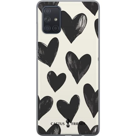 Kompatibelt Mobildeksel til Samsung Samsung Galaxy A71 Cactus and Friends - Bold Black Love Pattern