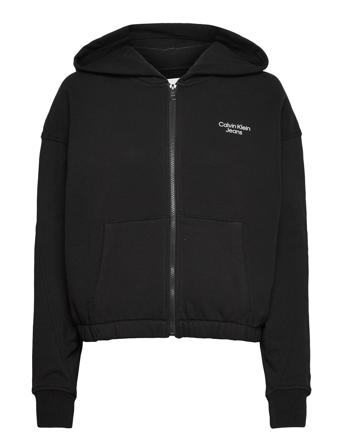 Stacked Logo Zip-Through Hoodie Svart Calvin Klein Jeans
