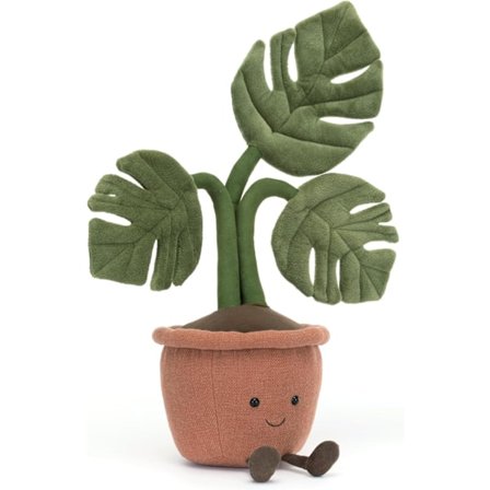 Jellycat Amuseables Krukväxt Monstera Gosedjur, 43 cm - Växtplysch - Rolig Inredning & Present