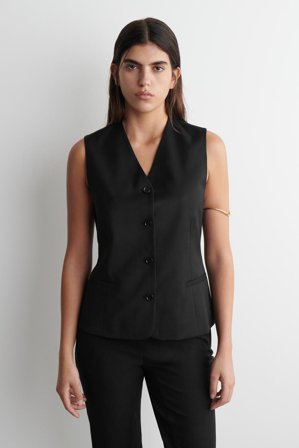 COS Femme Gilet De Tailleur En Laine in Noir