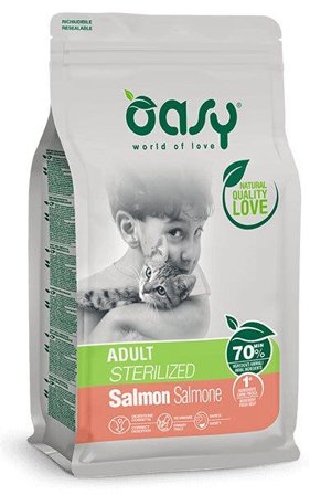 Oasy Lifestage Adult Sterilized Salmone Cibo Secco Per Gatti 300g