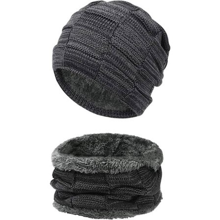 Herresæt med halstørklæde, blød hue og vinterhue til mænd, varm vin