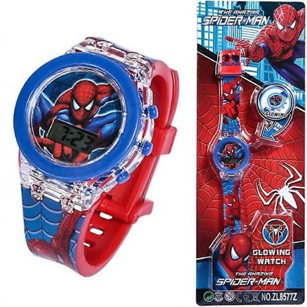 Spiderman Digitale Klokker for Barn Jenter Gutter 7 Fargelys Vanntette Klokker[D]