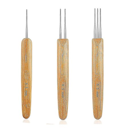 Skittent flettet garn bambushåndtak hekle [0,5 mm 3 stykker] hårkn