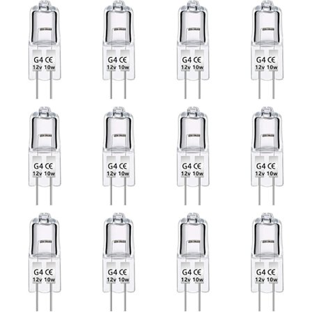 G4 Halogenpærer 10W 12V - Varm hvid - 10-pak 10W 10 stk
