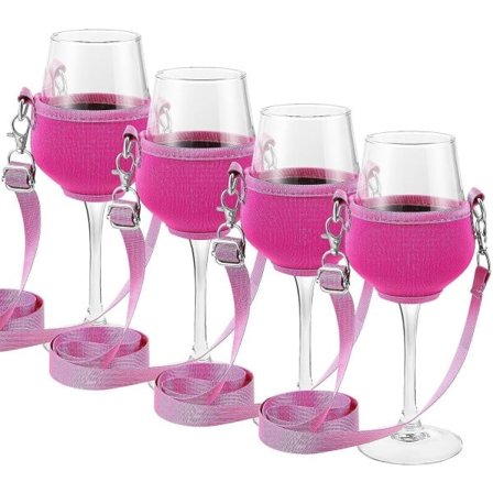 8 ST Hals Vinglasholder - Rosarød med halsbøjle kompatibilitet med Kristus