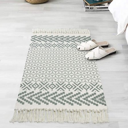 Geometrisk Area Matta Liten Bomullsmatta Fransar Sovrum Inomhus