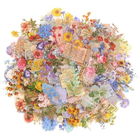 Scrapbooking-tarrat, 180 kpl, vintage, kasvit, kukat, koristeelliset tarrat, kuuma leima, PVC, itseliimautuva tarra