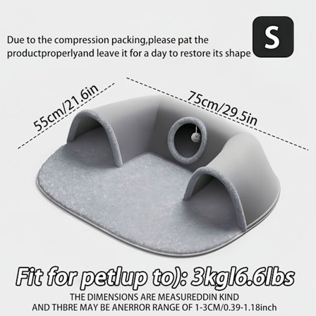 3-i-1 Hyggelig Kattetunnel Seng - Legemåtte & Varm Rede med Skridsikker Bund til Små til Medium Katte, Kaniner & Hamstere