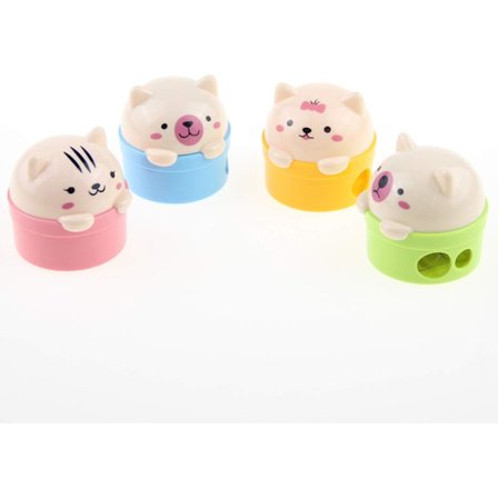 4 kpl Söpöjä Karhu Kynänteroittimia, Manuaaliset 2-Reikäiset Teroittimet Värillisille & Tavallisille Kynille, Hauskat Kädessä Pidettävät Teroittimet 