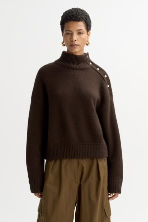 Soft Goat - Button turtleneck - Women cashmere sweater - S - Mocha